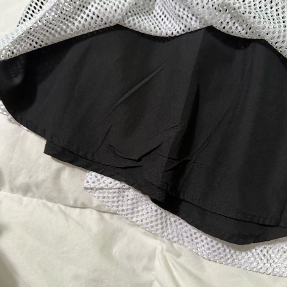 Eric + Lani Mesh Mini Skater Skirt Medium White Black Zip Up Rave Festival Punk - Picture 4 of 7